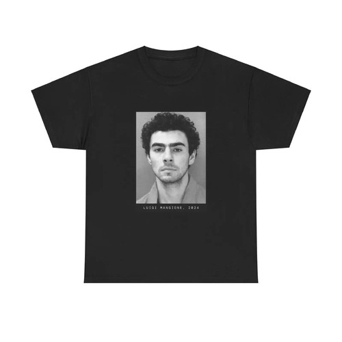 Luigi Mangione 2024 Mugshot Black Tee Shirt - Picture 4 of 4