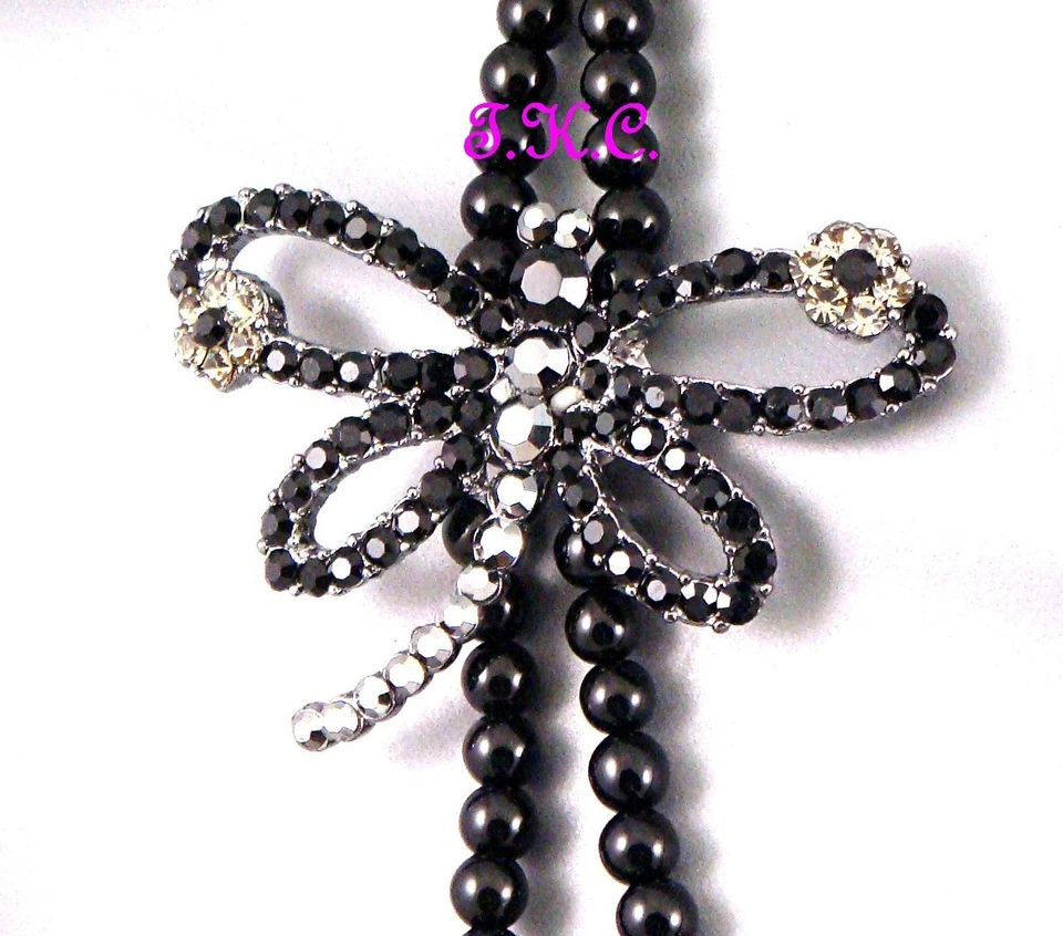 Collar negro decorativo libélula mosca maya mariposa, chorro francés con cristales de Swarovski Foto 3 de 4