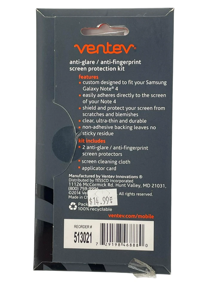Ventev Anti-Glare Anti-Fingerprint Screen Protector for Samsung Galaxy Note 4 - Image 2 of 4