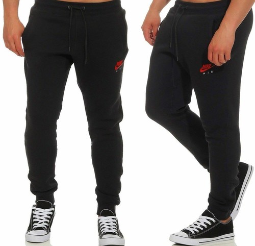 New Men's Nike Air Fleece Joggers Tracksuit Bottoms Jogging Pants Slim Fit Black - Picture 1 of 13