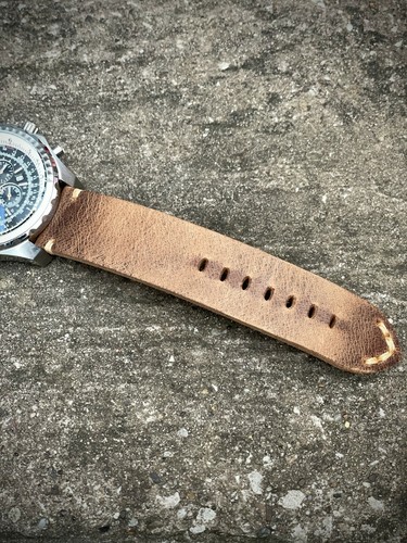 Cinturino orologio da uomo in vera pelle marrone spesso 20 mm 22 mm 24 mm 26 mm anna - Foto 5 di 9