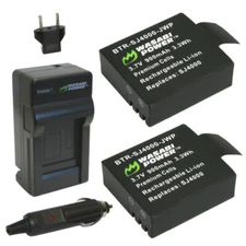 Wasabi Power Battery (2-Pack) and Charger for SJCAM SJ4000, SJ5000 and 1080P,