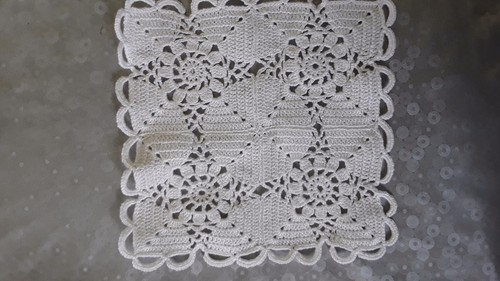 ANCIEN NAPPERON coton blanc au crochet 23x23cm @OLD - Picture 2 of 3