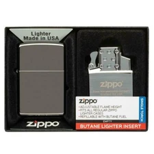 Zippo Windproof Set, Black Ice Lighter 150 & Torch Insert 49103, 65826, NIB
