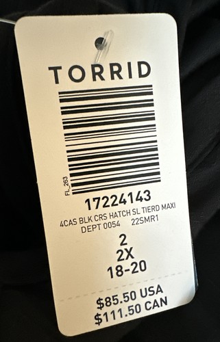 Maxi Vestido Torrid Cross Hatch Corbata Cintura En Niveles - Negro - Imagen 7 de 8