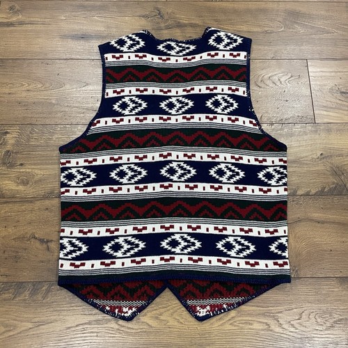 Vtg Structure Sweater Vest Men XL Weskit Hem Button Aztec Southwest Academia 90s - Picture 7 of 11