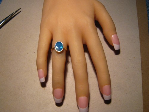Natural Australian Black Opal Ring --14 k Yellow Gold - Picture 6 of 9