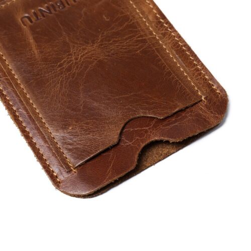 Retro Men Women Unisix Genuine Mini Leather Wallet Slim Credit ID Card Holder - Picture 7 of 12