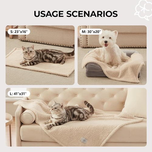 3 Pcs Small Dog Cat Blankets Soft Fleece Pet Throw Sherpa Puppy Bed Cover Beige - Picture 4 of 8
