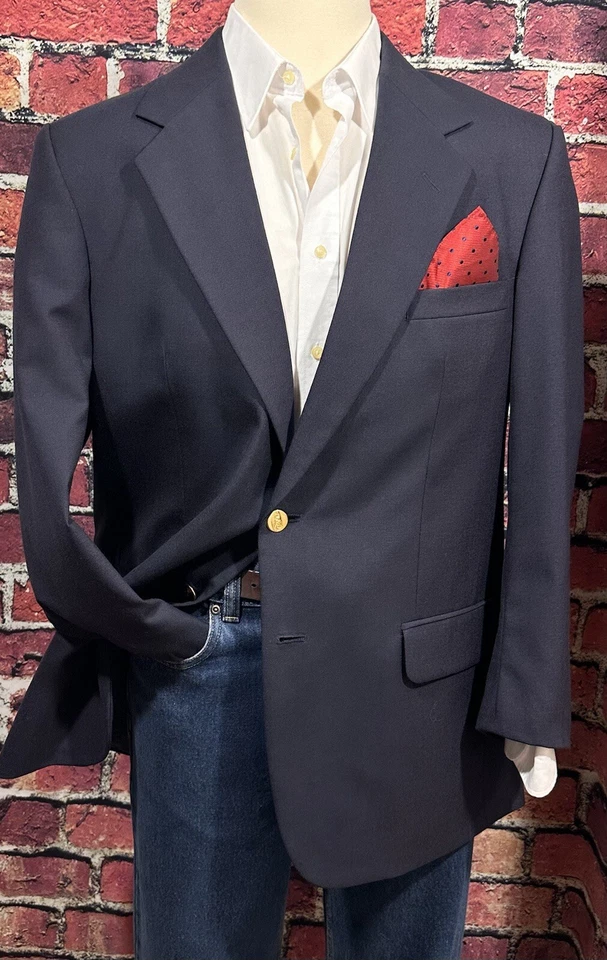 CHAQUETA BLAZER SAVILE ROW PARA HOMBRE TALLA 44 AZUL MARINO OSCURO ABRIGO DEPORTIVO BOTONES DORADOS Foto 3 de 4