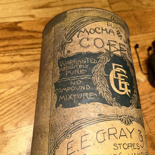 Pure mocha And Java Coffee EE.gray & Co Boston MA ANTIQUE Can - Picture 2 of 12