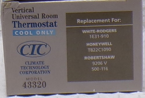 CTC Vertical Universal Room Thermostat Cool Only Model 43320..............3 Wall - Picture 4 of 7