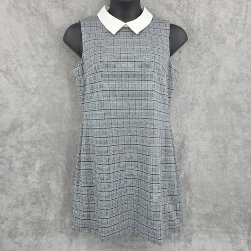 Tommy Hilfiger kariertes Etuikleid 14 schwarz weiß Kragen Preppy Gossip Girl neu - Bild 3 von 13