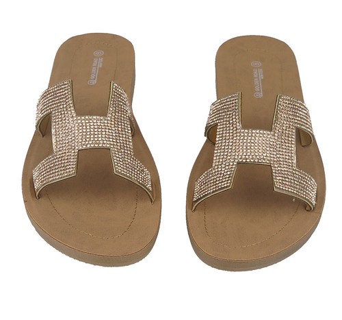 Women's Sandals Shoes with Rhinestones Black Silver Champagne Sizes 6 -10 New - Picture 9 of 11