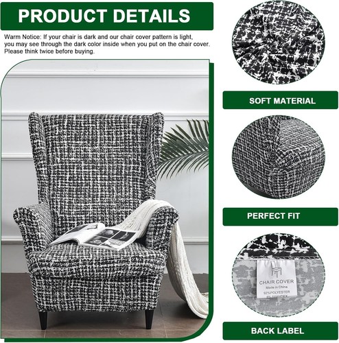 Elegant Floral Printed Wing Chair Slipcovers - 2-Piece Stretch Fit Collection - Picture 5 of 10