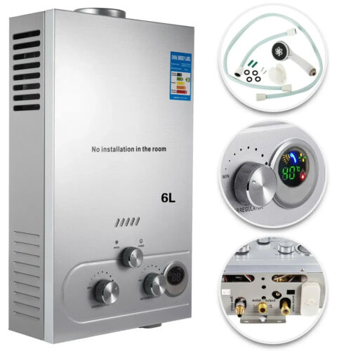 VEVOR 6L/8L/10L/12L Chauffe-Eau Instantané à Gaz Butane avec Douche INOX - Foto 7 di 28