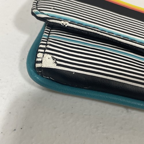 Vans Striped Wallet Small Purse Wristlet Clutch Teal White Black Orange Yellow - Picture 5 of 12