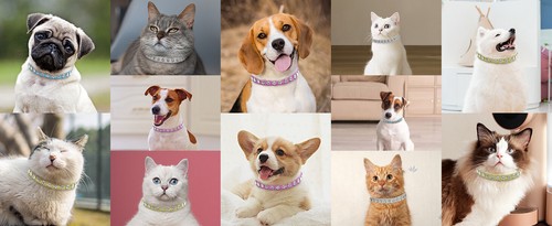 Bling Rhinestone Pet Dog Collar PU Leather Crystal Diamond Puppy Cat Necklace - Picture 6 of 13