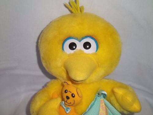 Hasbro 13" Plush BEDTIME BIG BIRD Green Baby BLANKET BEAR Lg Vtg Playskool Toy - Picture 2 of 4