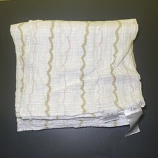 Aden  Anais Blanket Scallop Stripes White Brown Pink Wavy Lines Muslin Swaddle
