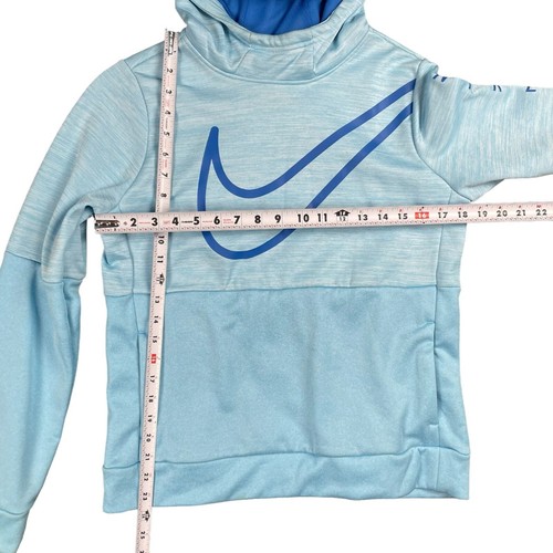 Nike Girls Hoodie XL Blue Therma Dri Fit Training Pull Over Sweatshirt Warm Soft - Picture 8 of 13