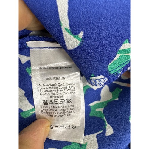 DKNY Pants Womans Large Electric Blue Floral Printed Pull On Straight Leg NWT - Picture 4 of 10