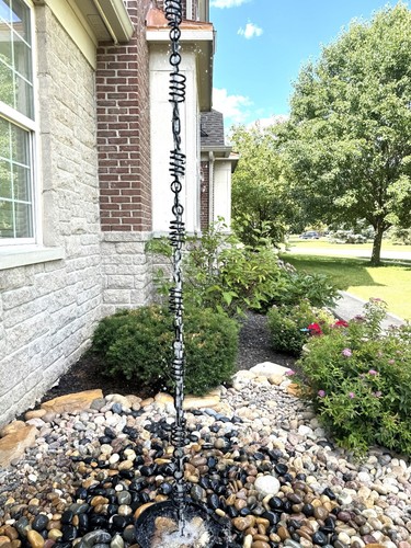 Rain Chain Gutter Downspout Alternative JASINC HOMES: Spiral Wire JAS1003BLK LIQ - Picture 4 of 6