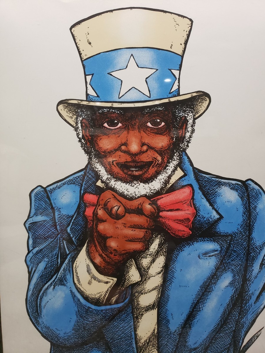 2009 Signed I Want You Black American Uncle Sam Art Framed