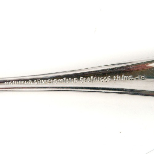 Hampton Silversmith Abigail Stainless Lg Soup Spoons Gold Accent Flatware Set 4 - Picture 8 of 10