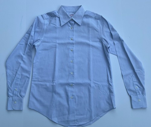 Brooks Brothers 346 Shirt Women Size 2 Button Down Blue Stripe Casual Long Sleev