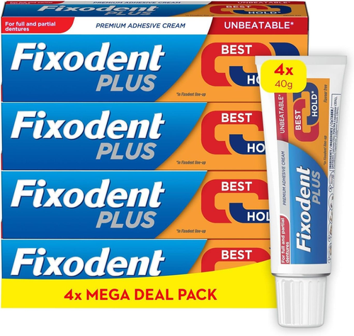 Fixodent plus Denture Adhesives Cream, 40G X 4, Best Hold, Premium, up to 88%...