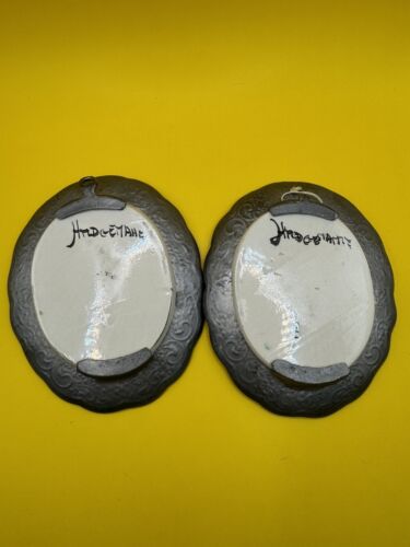 Handpainted Ceramic Pewter Trimmed Wall Hangings - Picture 4 of 6