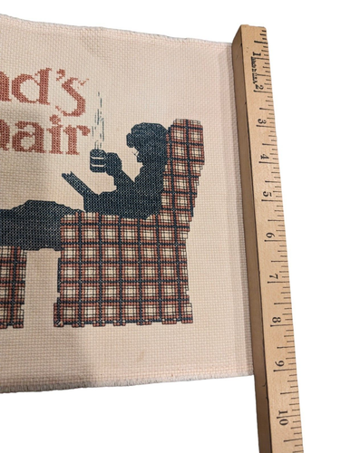 Vintage Finished Cross Stitch "Dad's Chair" 9 1/2" x 9" Fathers Day - Picture 4 of 4