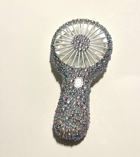 Crystal AB bedazzled fan, handheld fan, bling personal fan, rechargeable USB fan - Picture 5 of 5