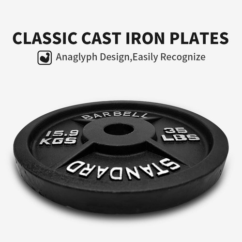 Olympic Barbell Plates 2 inch Solid Cast Iron Weight Plate Home Gym 25/35/45lbs - Picture 2 of 22