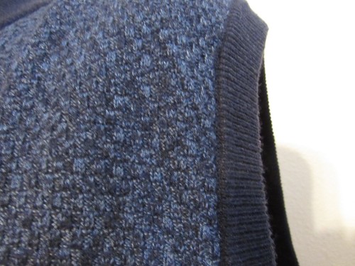 ROUNDTREE & YORKE, MEN'S NEW NAVY BLUE COTTON BL 1/4 ZIP SWEATER VEST, SZ 2XT - Picture 3 of 10