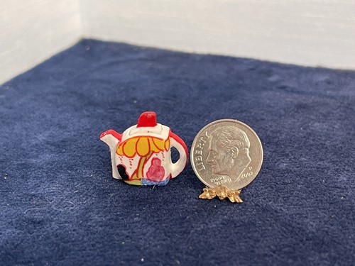 Tetera asiática de madera hecha por artista escala 1:12 para casa de muñecas por V. Cassan  - Imagen 3 de 6