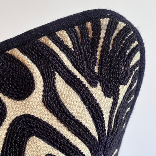 Villa Home Collection  Linen  Cotton  Beige and Black Pillow cover embroidery - Picture 2 of 4