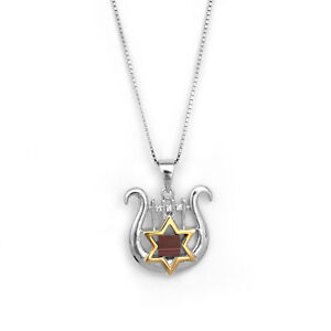 Pendant-King-David-039-s-Harp-Sterling-Silver-Gold-9K-Nano-Sim-Old-Jewish-Bible