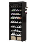 UDEAR 9 Tier Shoe Rack with Dustproof Cover Shoe Shelf Storage Organizer Black