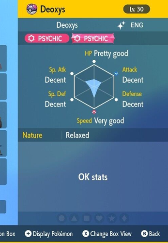 Shiny Deoxys NORMAL Form Lv. 30 Timid Nature Pokemon Home Scarlet Violet SV - Picture 5 of 5