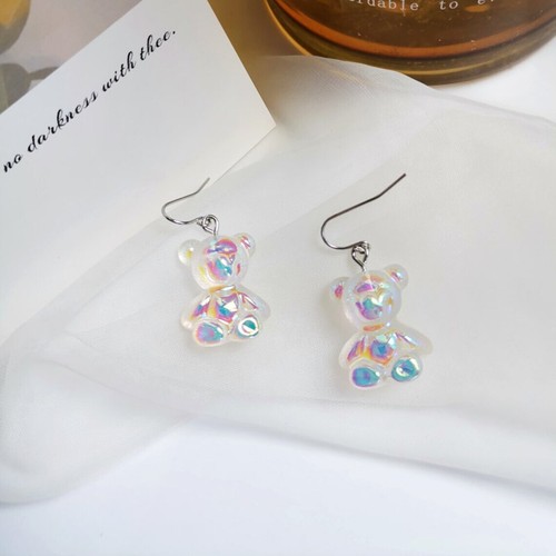 Clear Gummy Bear Cute Earrings, Womans Fashion Dangle Teddy Bear Style, Casual - Picture 5 of 10