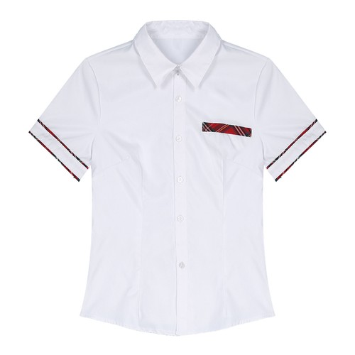 Women Blouse Button-down Tops Daily T-Shirt Short Sleeve Shirts Fancy Uniform - Bild 15 von 54