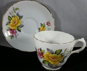 Vintage Regency bone china pink floral teacup and saucer