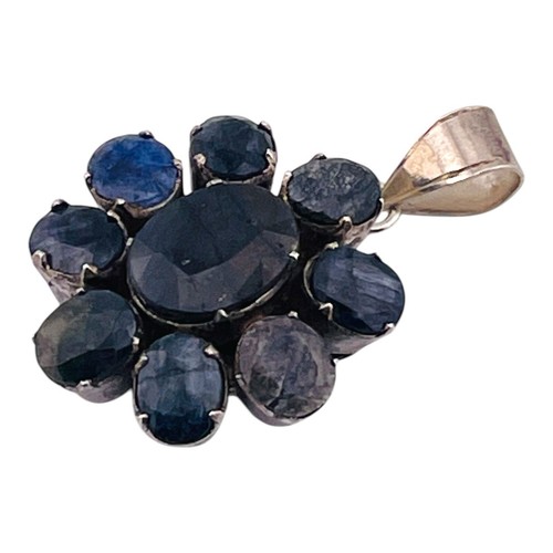 925 Sterling Silber facettierte Saphire ovale Steine Anhänger Halskette Blume Indien - Bild 14 von 23