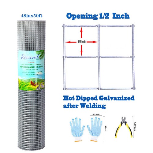 Tela de hardware 48 in x 50 ft malla de alambre soldado alambre de pollo cerca de aves de corral de 1/2 pulgada - Imagen 1 de 9