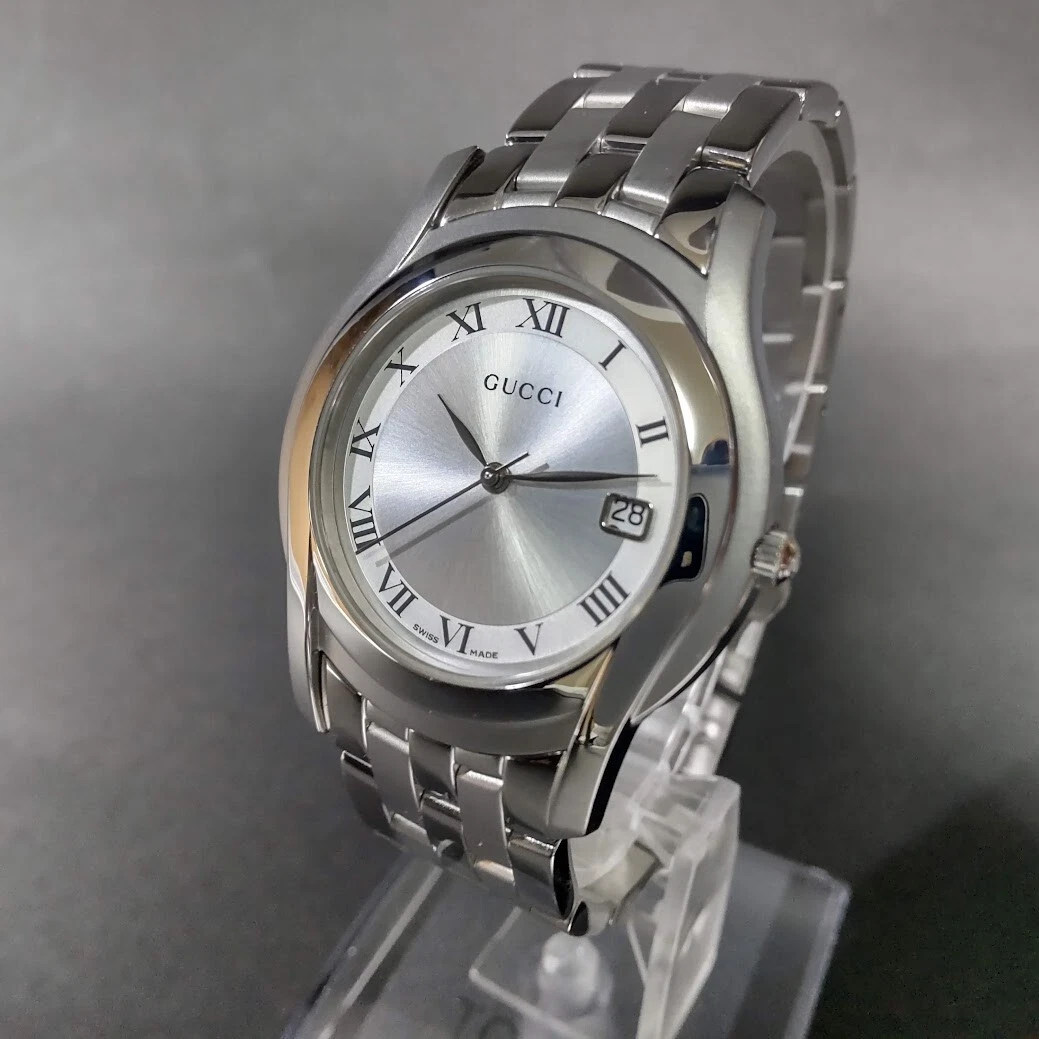 Montre unisexe homme vintage GUCCI 5500M argent quartz fabriquée en Suisse (presque comme neuve)