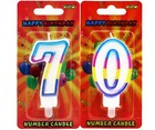 70th Birthday & Anniversary Rainbow Candle Pair 70 Cake Topper Decoration