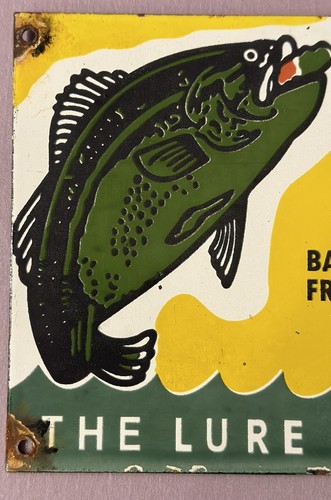 Rinehart JINX the Lure Thats Sure Porcelain Fishing Lure Sign 9"x6" (A) - Picture 2 of 8