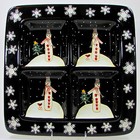 Certified International MIDNIGHT SNOWMAN 15" Sectional Serving Platter Black MIB